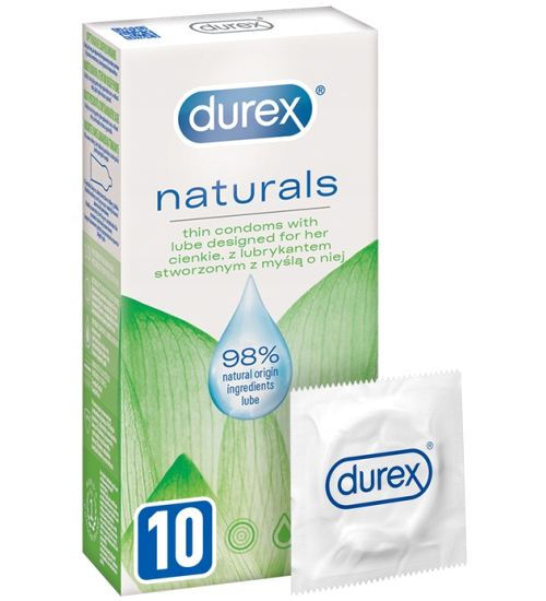 Prezerwatywy Durex Naturals z lubrykantem na bazie wody